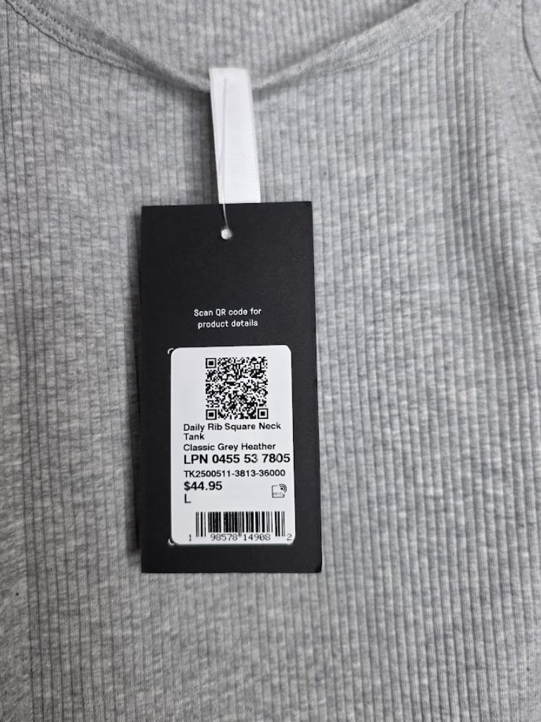 Fabletics Daily Rib Square Neck Tank In Gray Women's Size L New With Tags — image 8 of 8